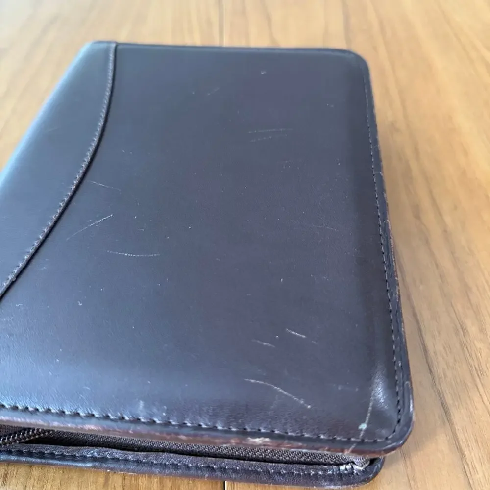 Vintage Franklin Quest Planner 6.25 x 8 Brown Napa Leather 6 Ring Zip